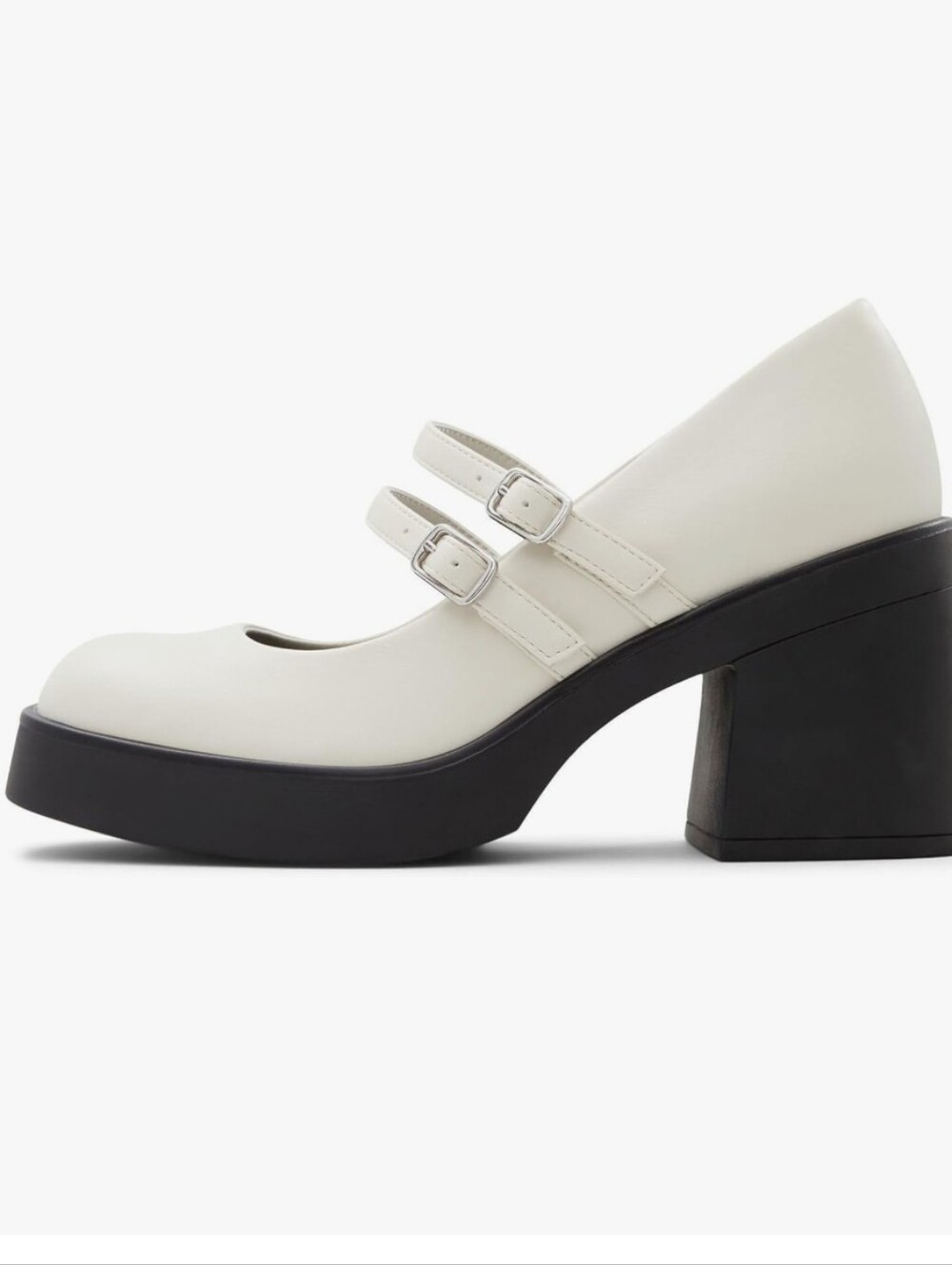 Call It Spring White Double-Strap Mary Jane Block Heel with Black Platform 8